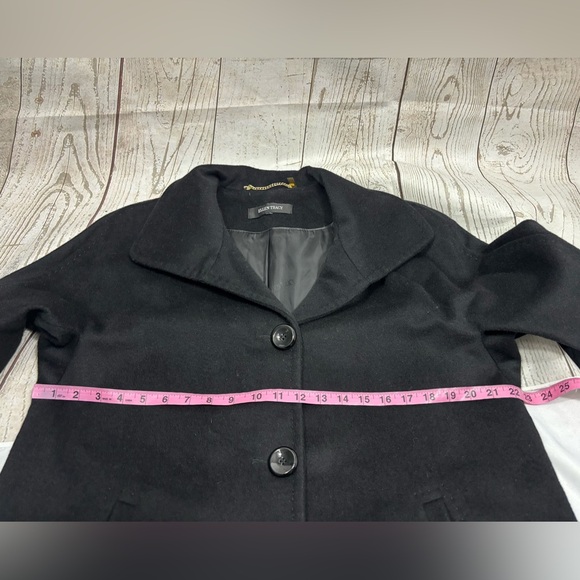 Ellen Tracy Black Wool Angora Blend Lined Coat L/XL Classic Winterwear Pockets - Picture 9 of 16